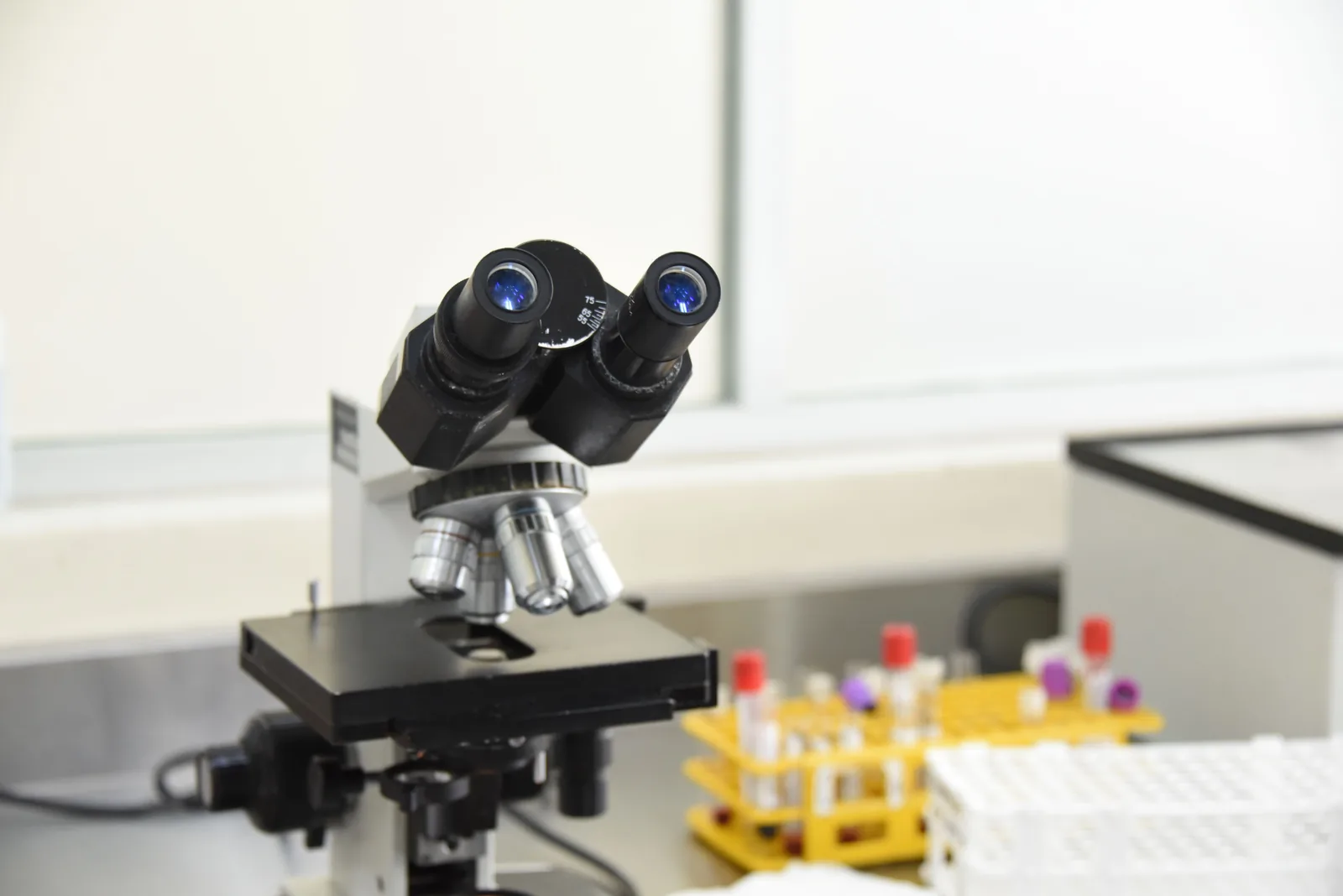 Modern laboratory microscope used in reproductive medicine
